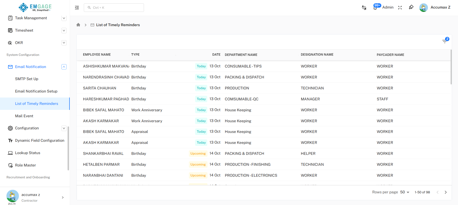 Timely Reminders List