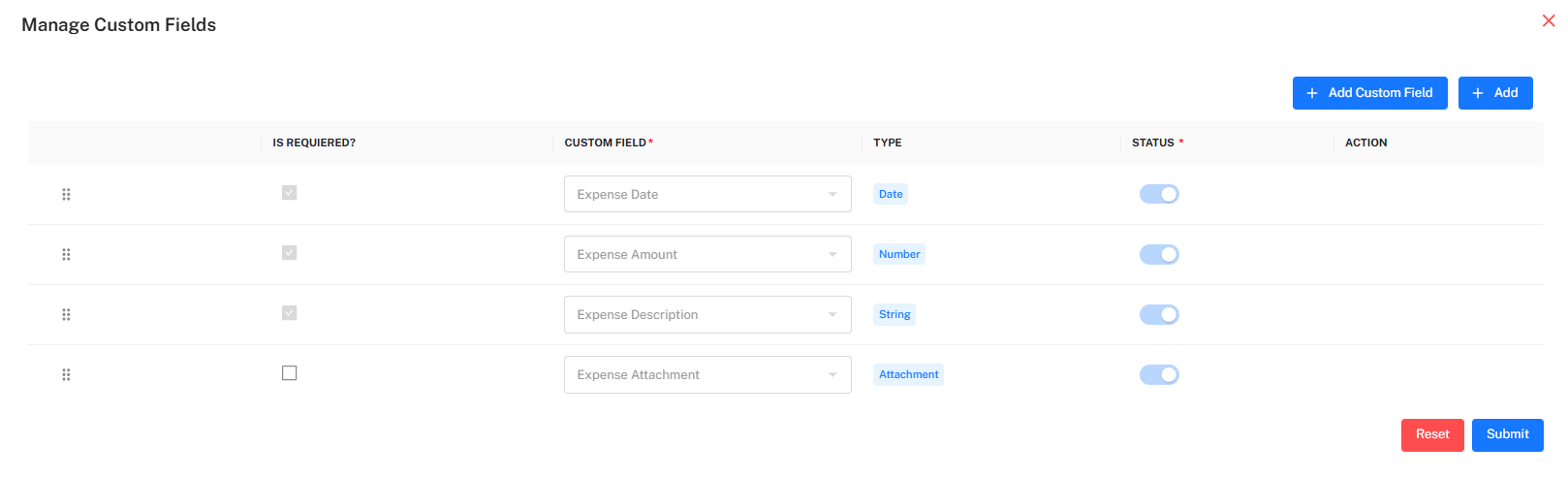Manage Custom Fields