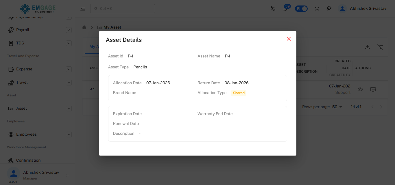 Asset Details Modal