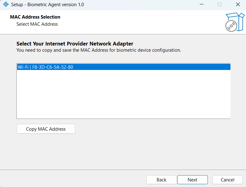 Step 3 - MAC Address Selection Screen