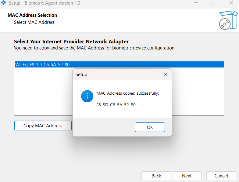 Step 3 - MAC Address Selection Screen