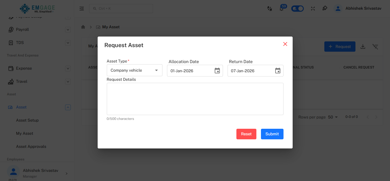 Request Asset Form