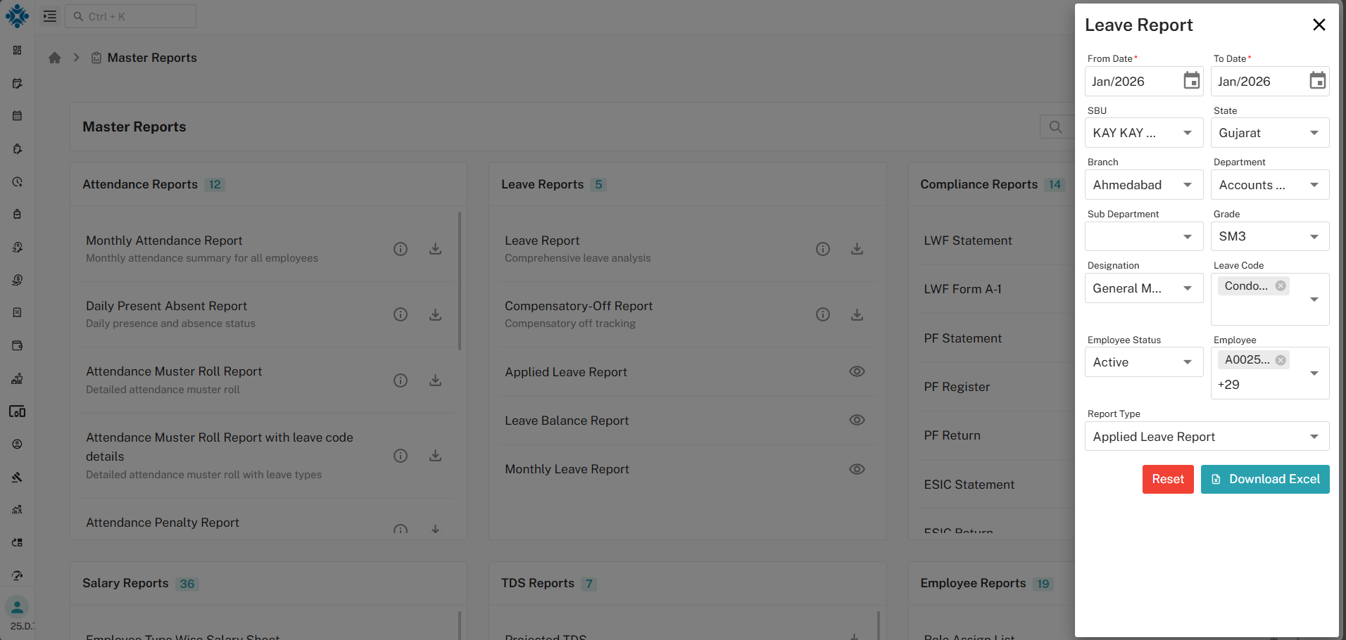 Download Report Filter