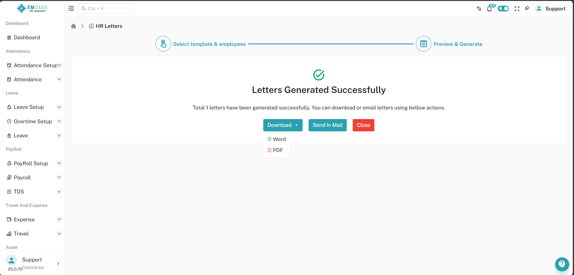 Letter Template success