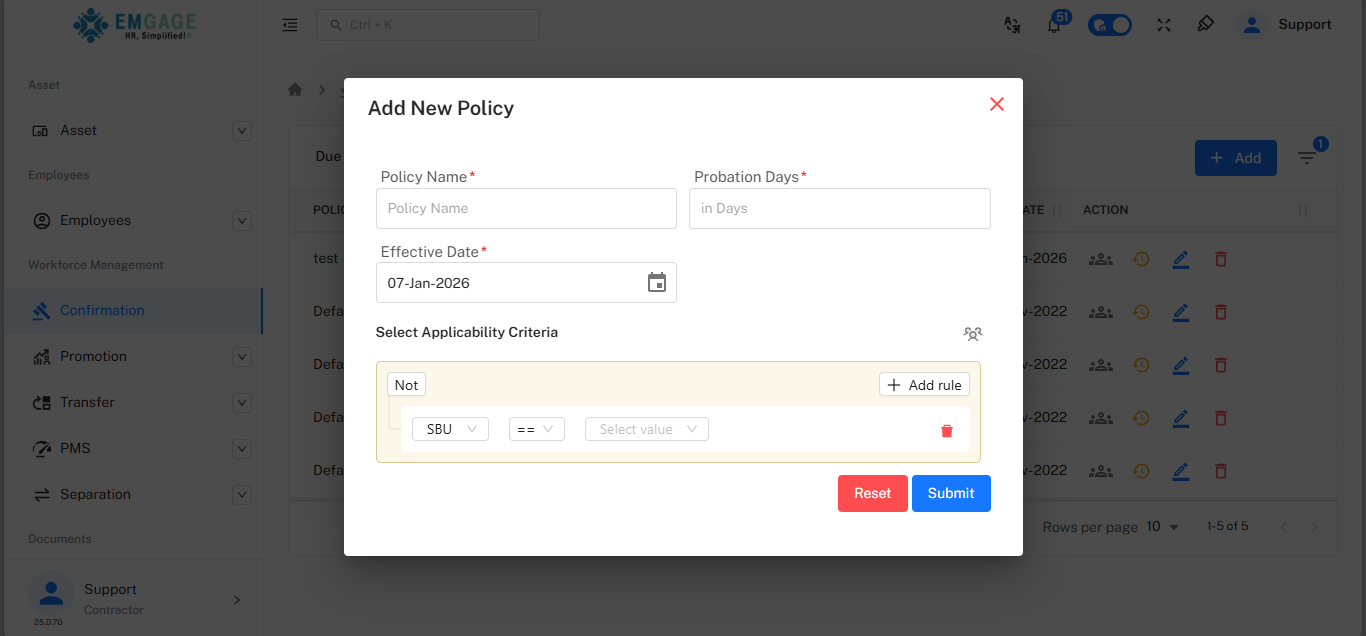Add Policy Modal