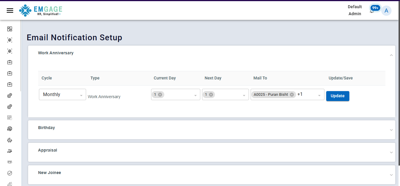 Work Anniversary Configuration