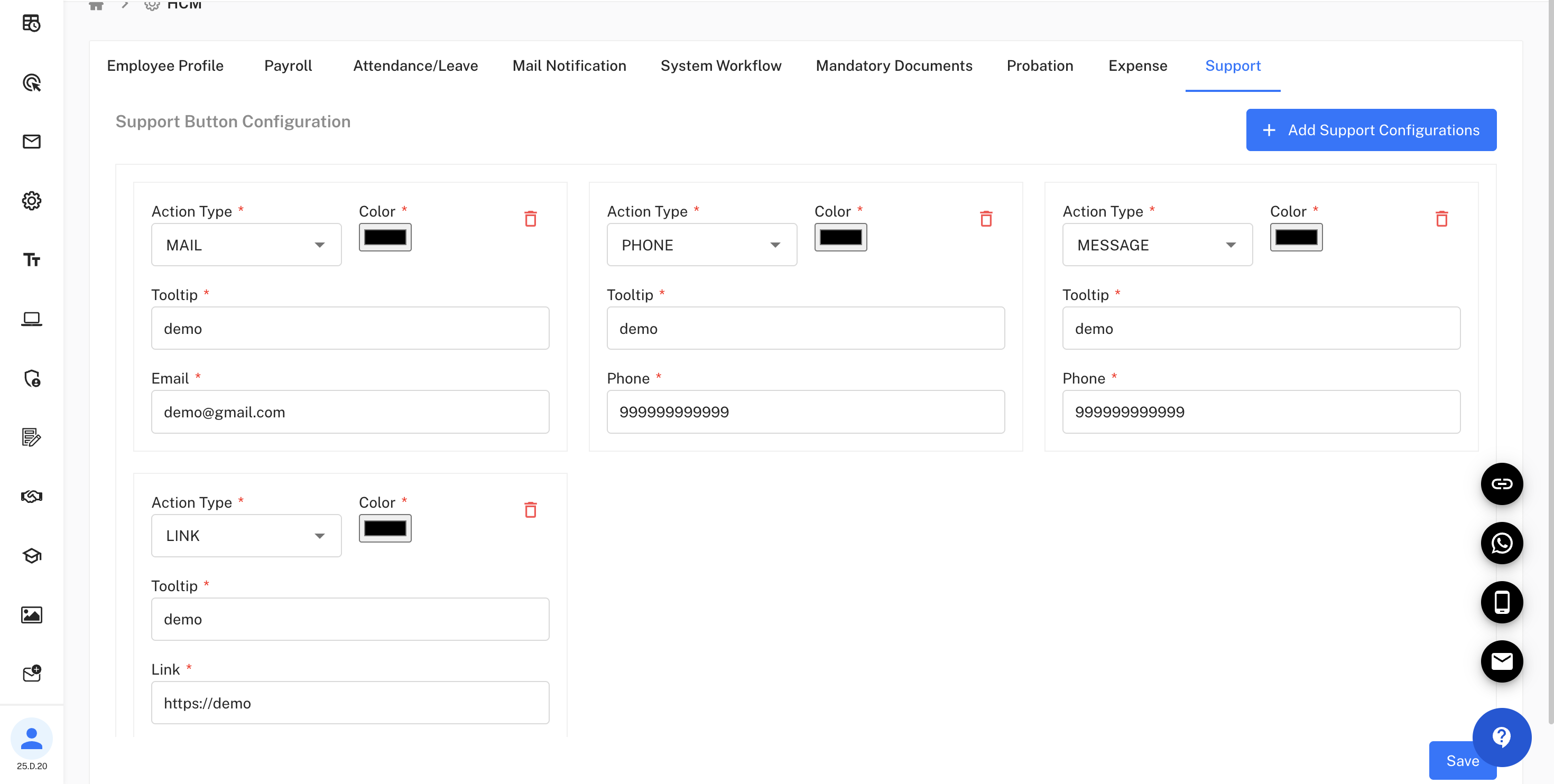 Support Configuration