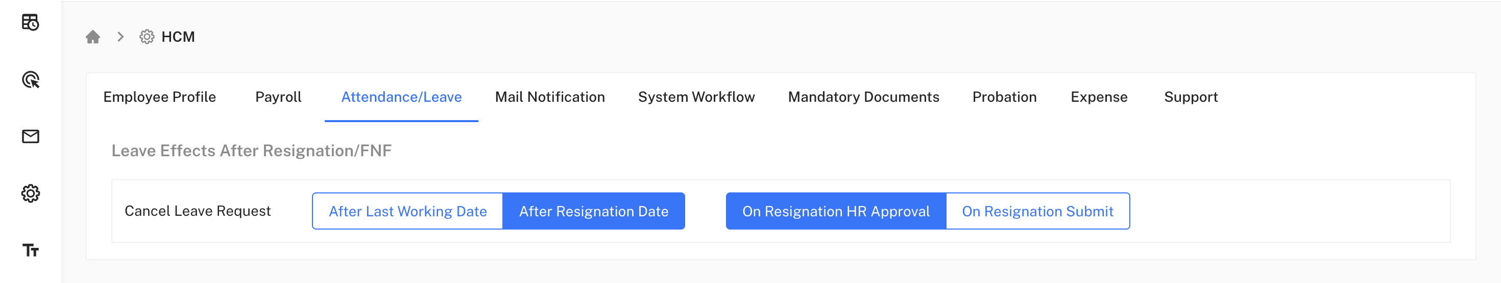 Attendance Leave Configuration