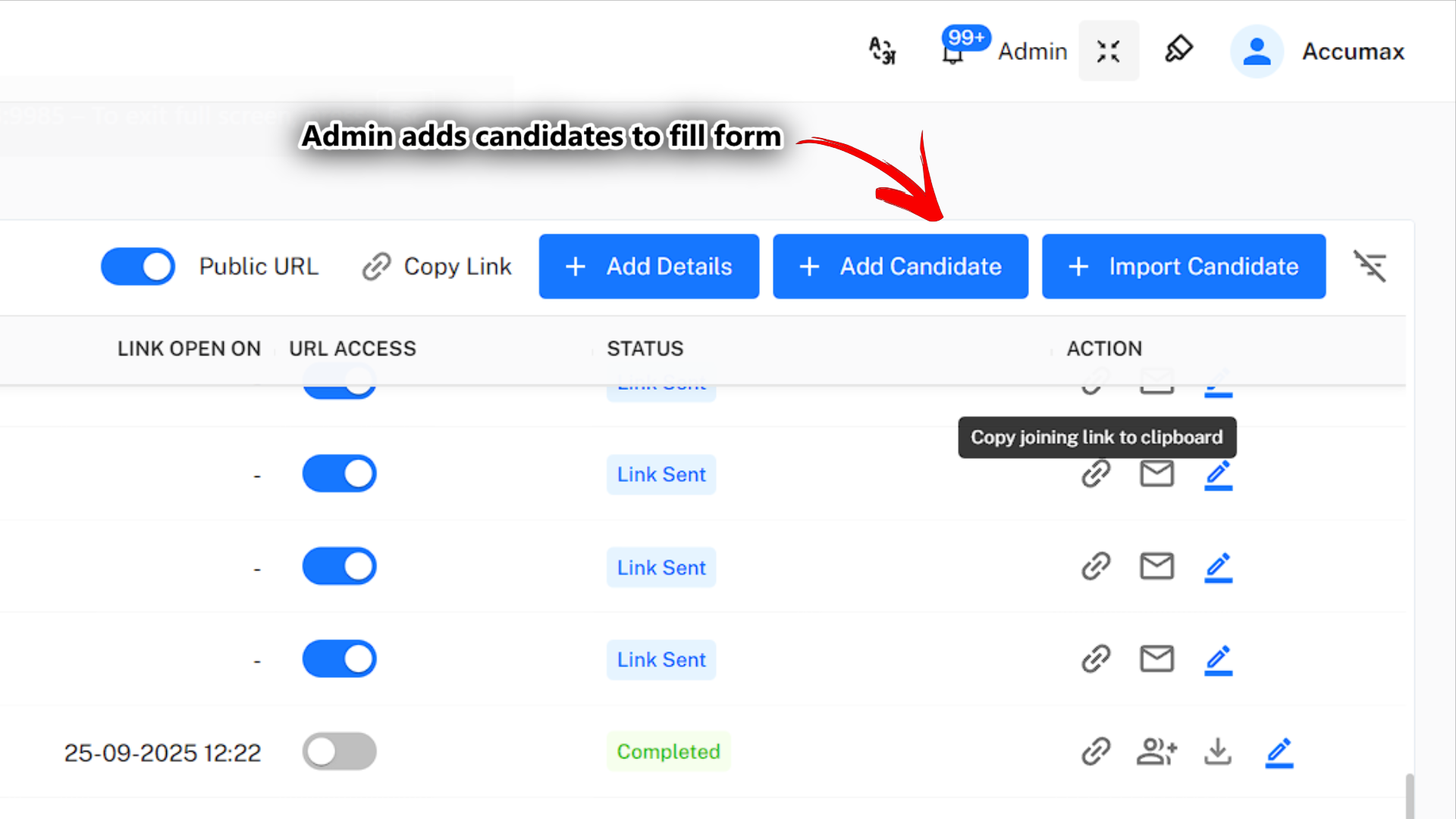 Add Candidate Button