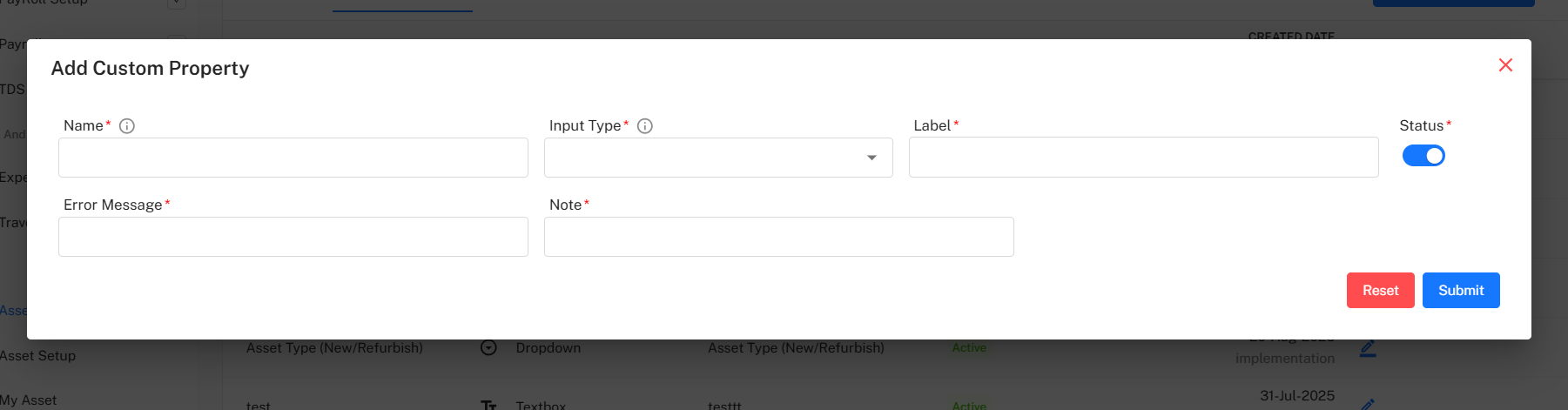 Add Custom Property Form Placeholder