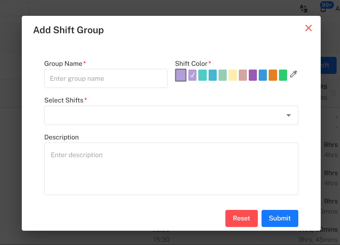 Add Shift Group Form