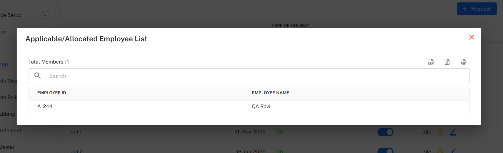 Applicable Employee List Placeholder