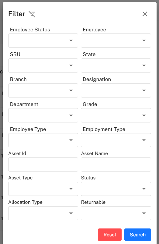 Asset Filter Panel Placeholder