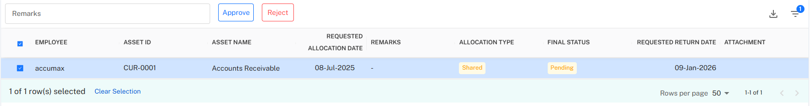 Approve Reject Panel