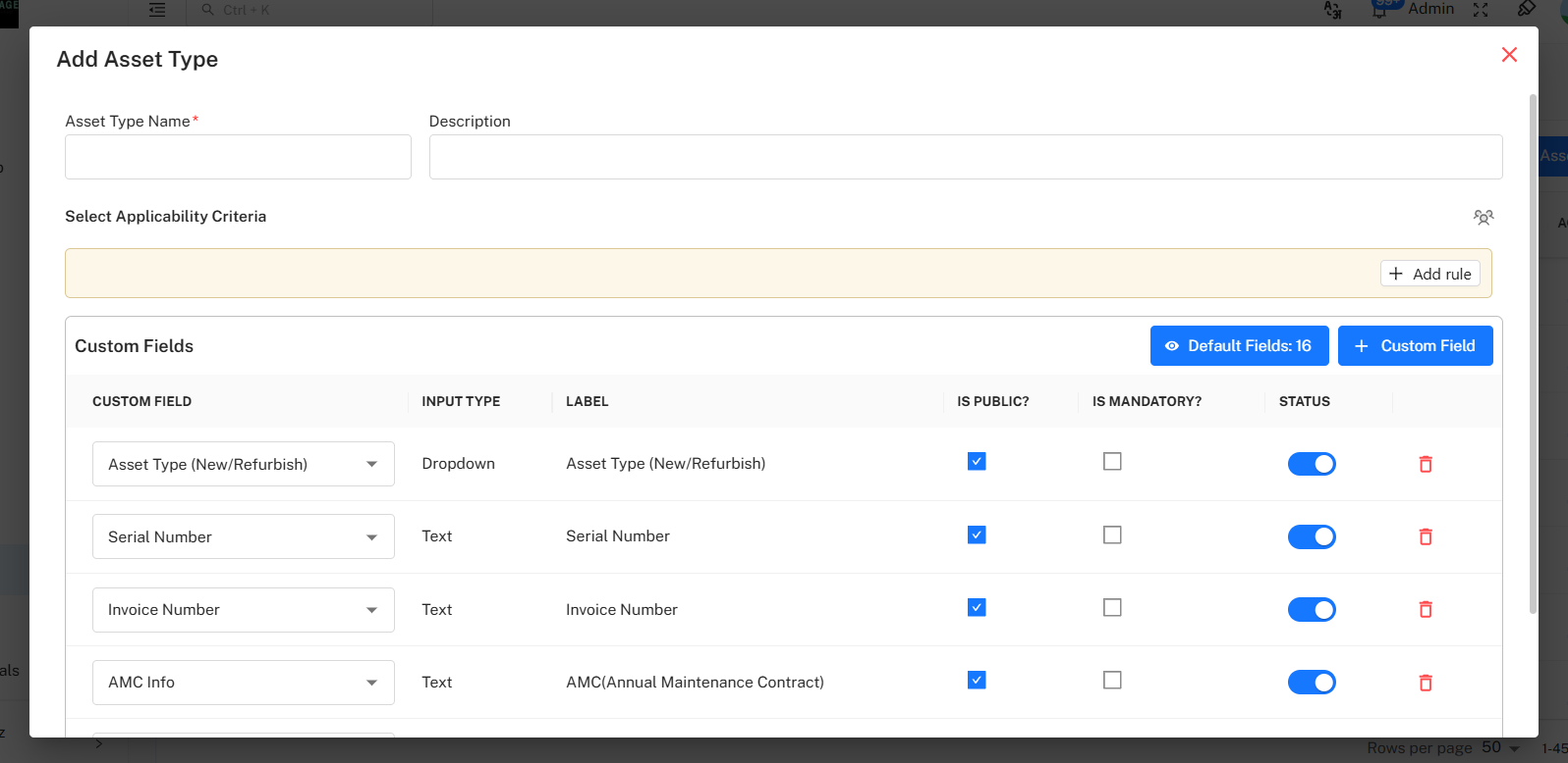 Add Asset Type Form Placeholder
