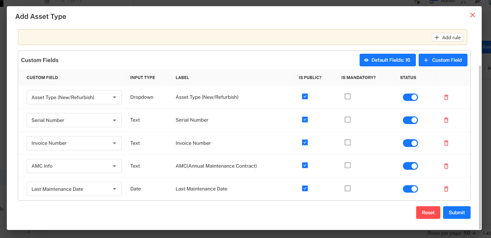 Custom Fields Section Placeholder
