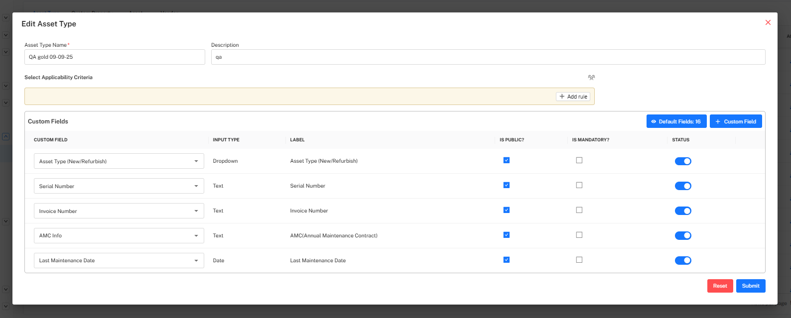 Edit Asset Type Placeholder