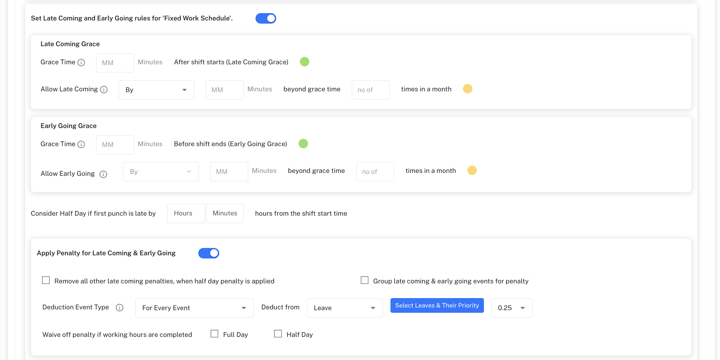 Grace Period Settings