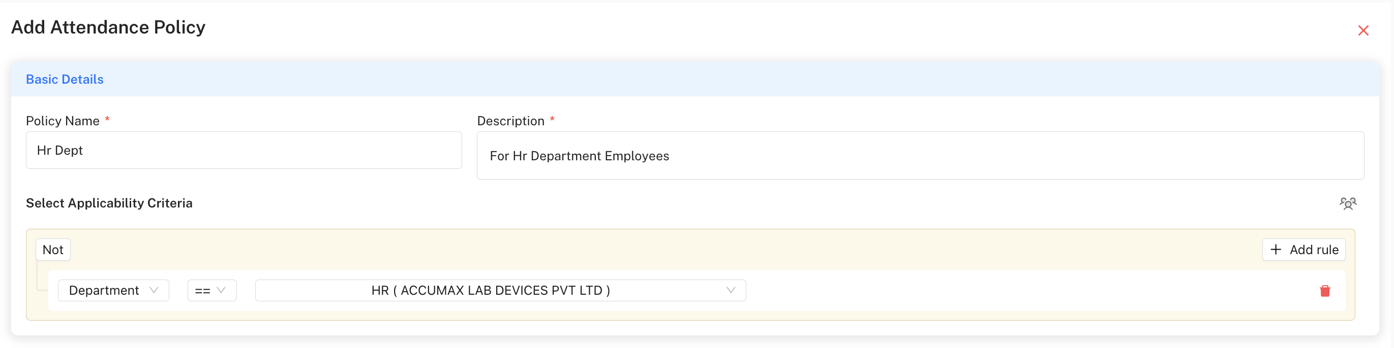 New Policy Creation - Basic Details