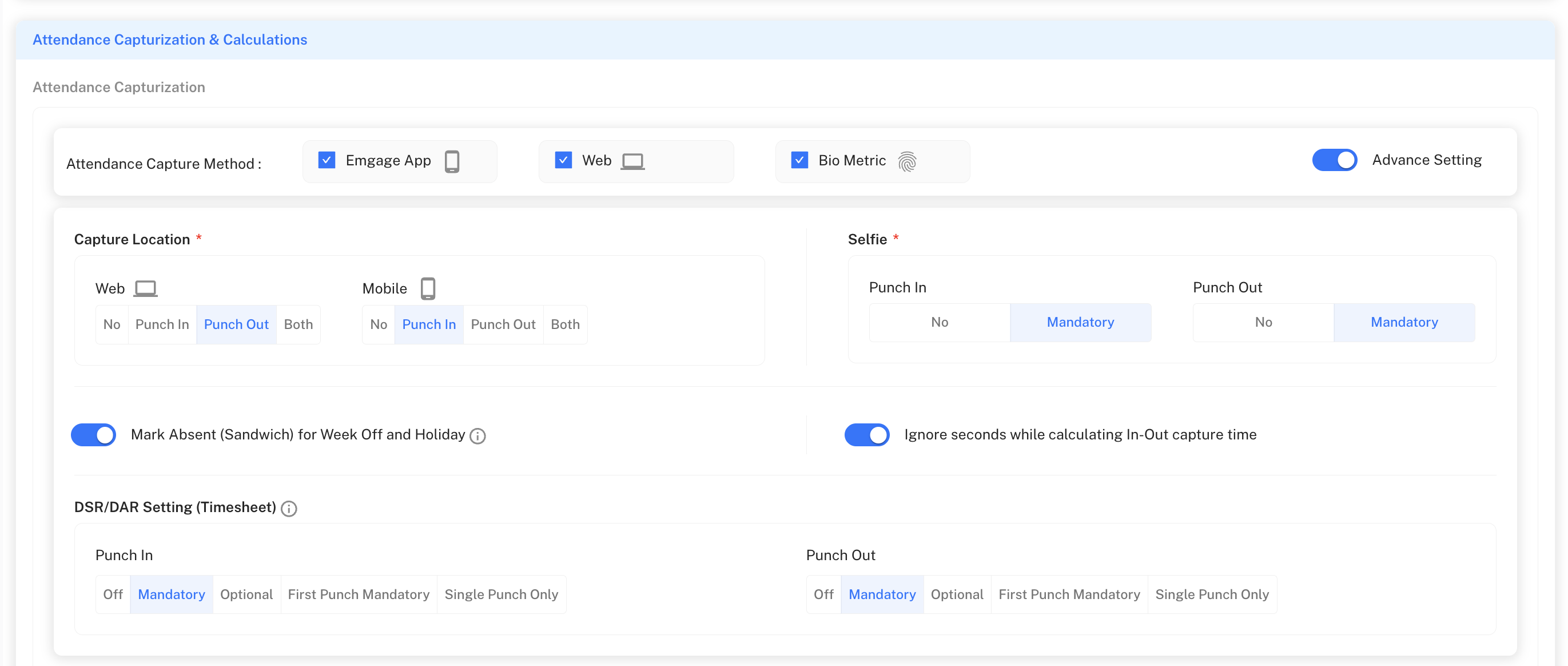 Attendance Capture Setup