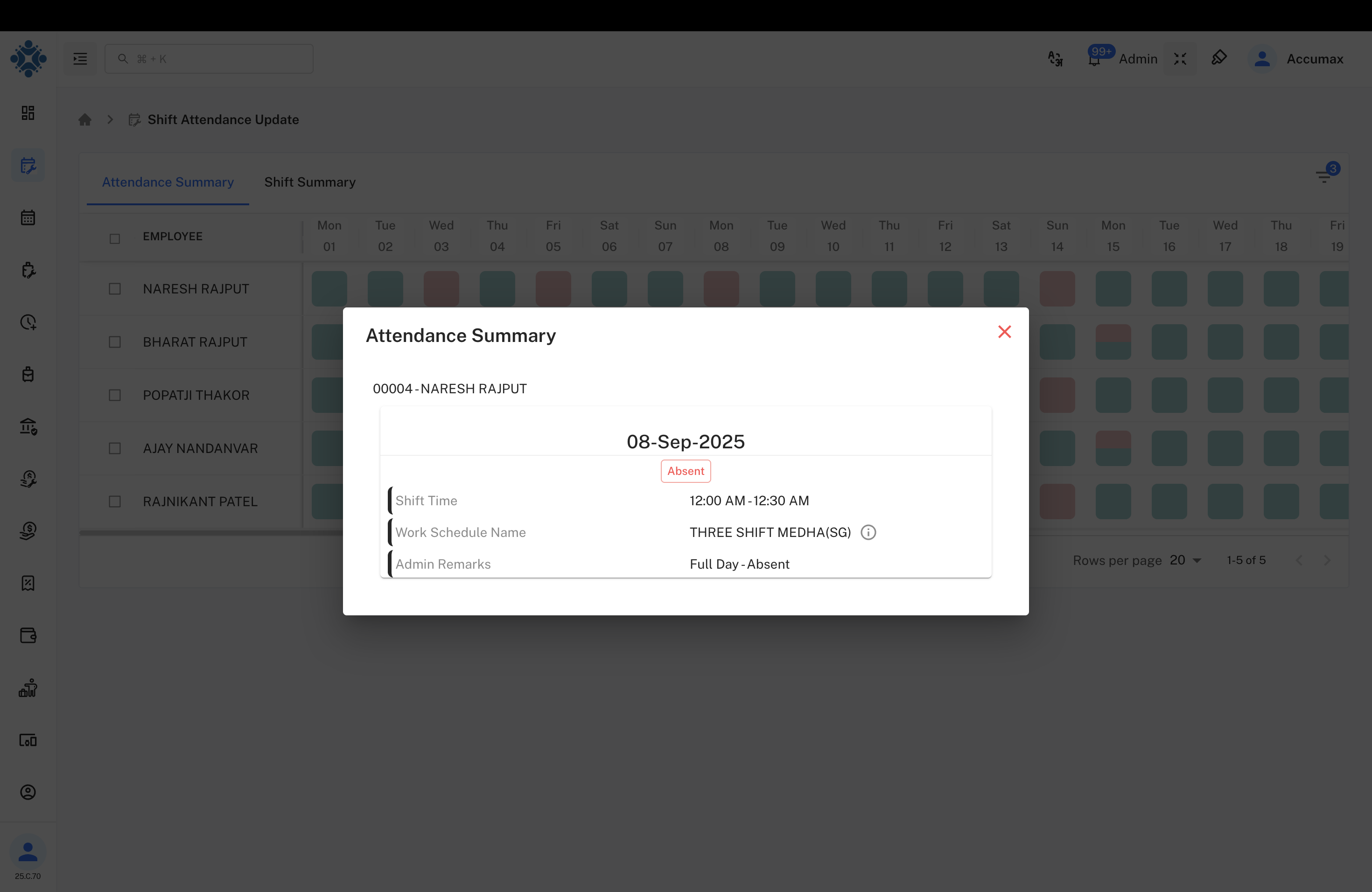 Attendance Summary Modal