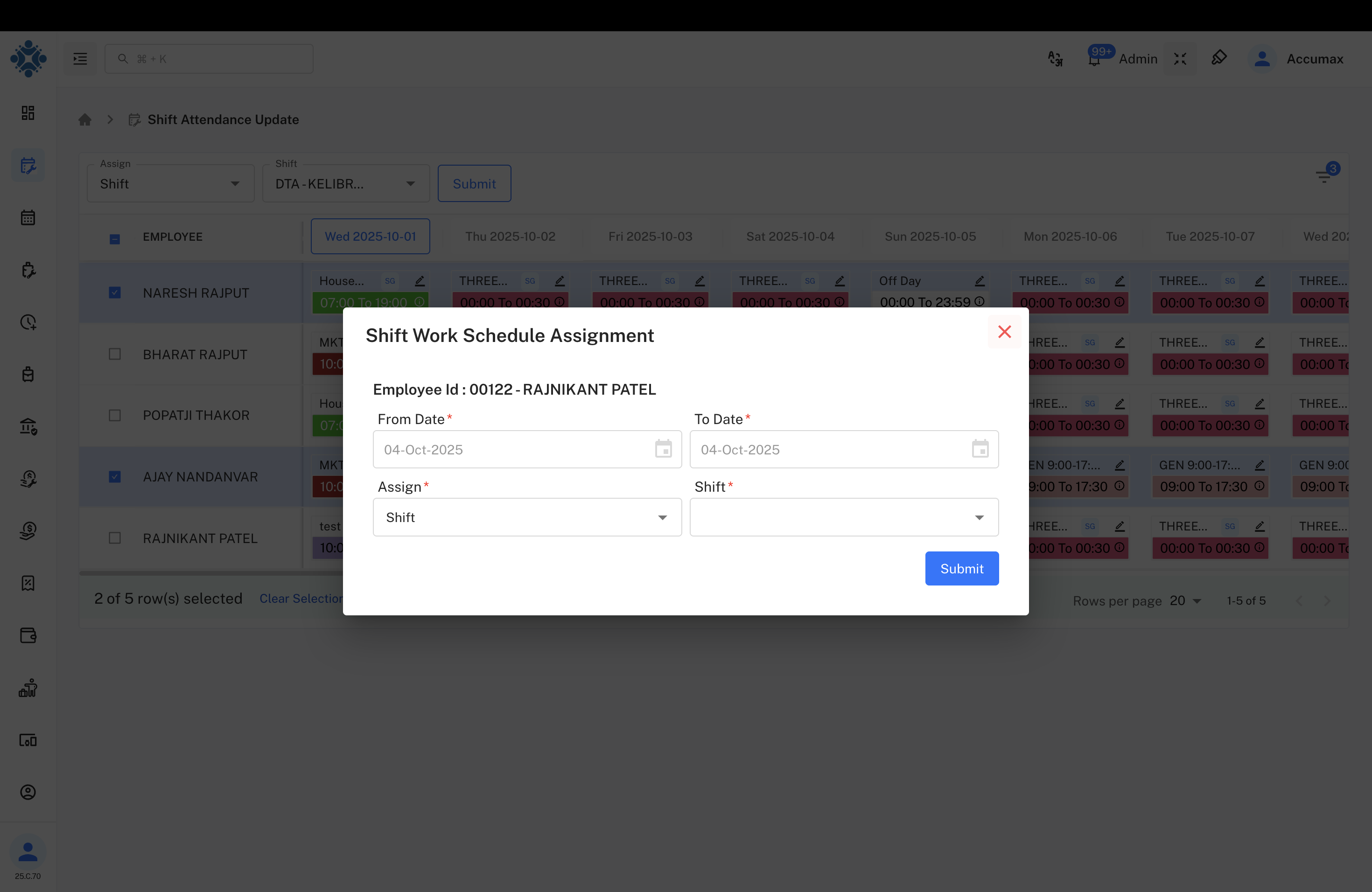 Shift Assignment Modal