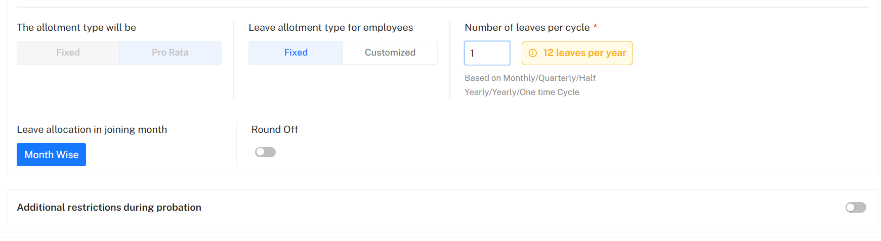 Attendance Based Leave Configuration