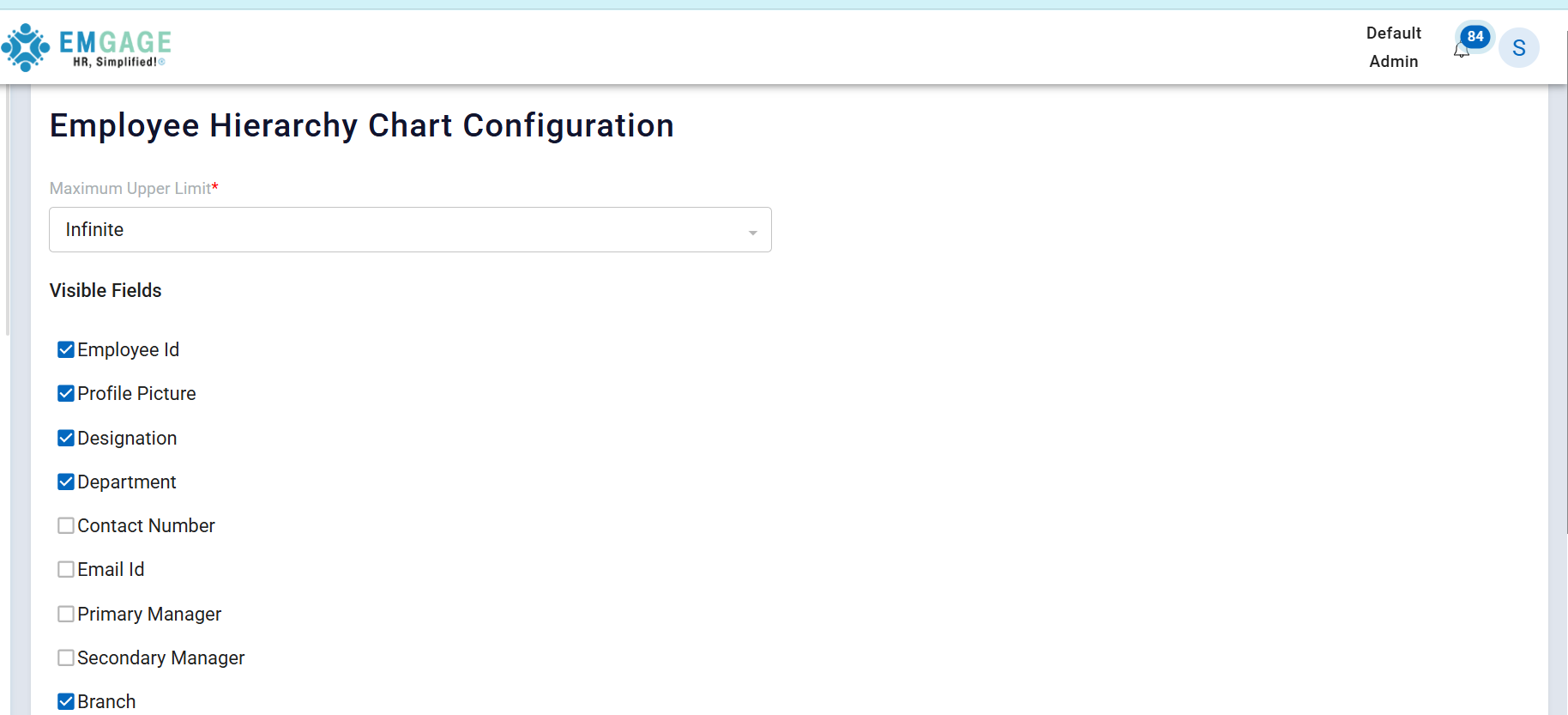 Employee Hierarchy Chart Configuration