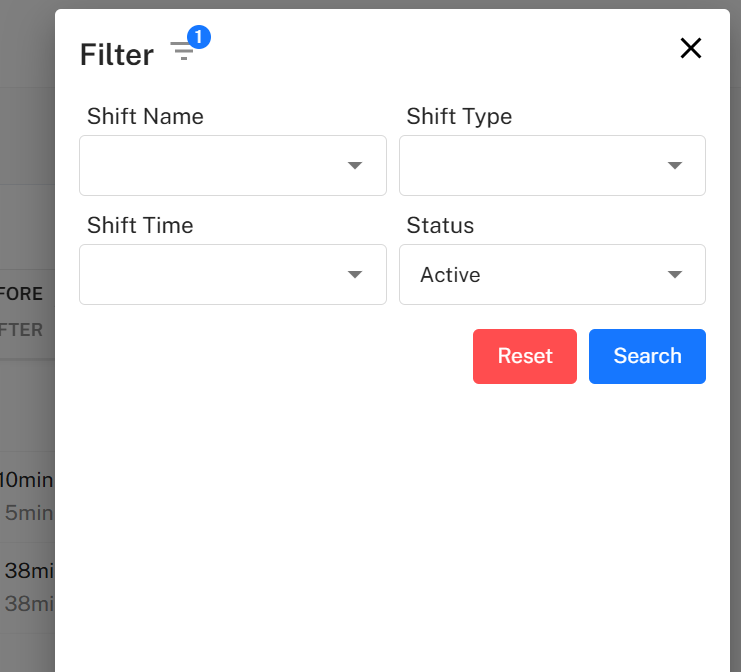Shift Filter Options