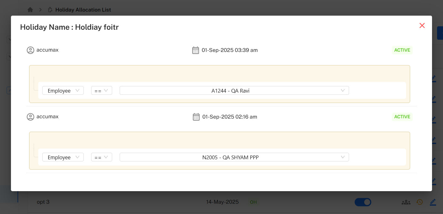 Holiday Allocation History Placeholder