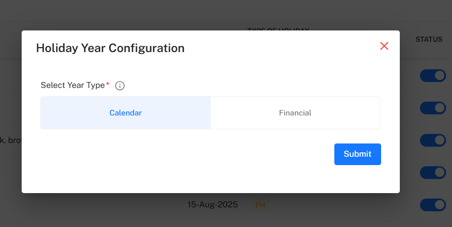 Holiday Year Configuration Placeholder