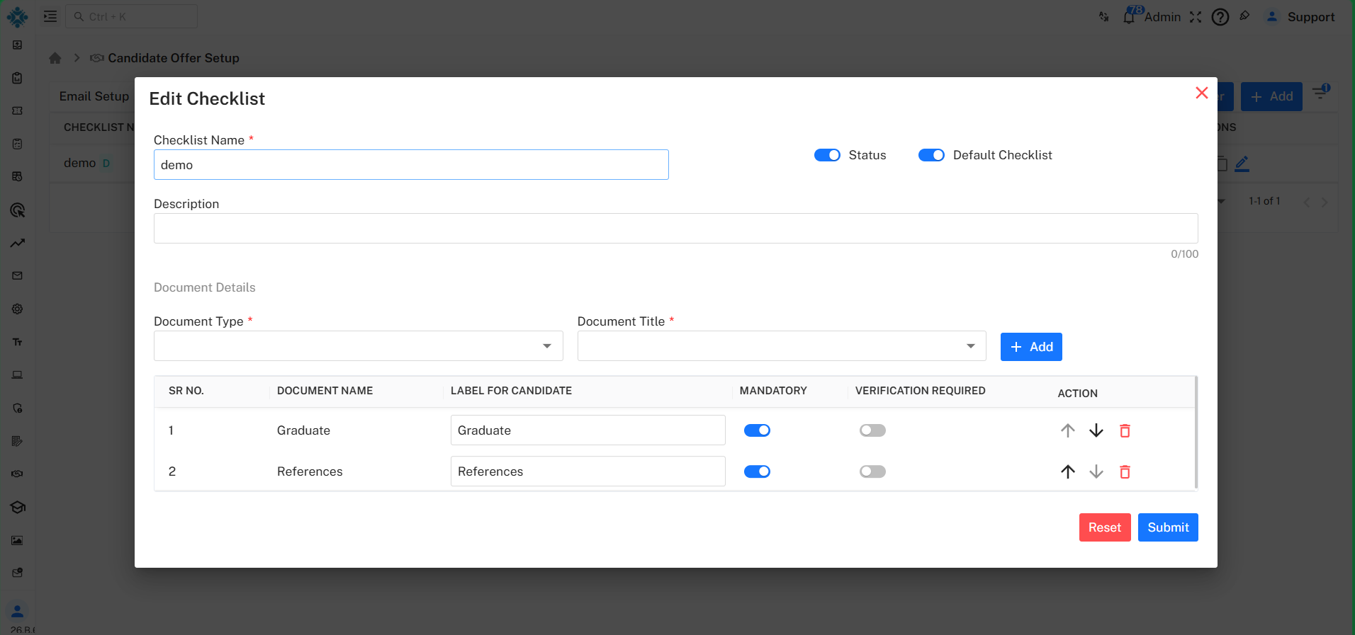 Create Document Checklist