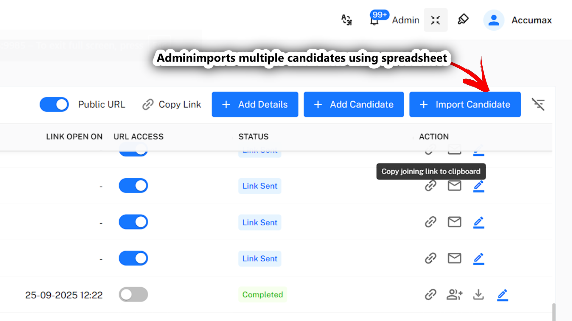Import Candidate Button