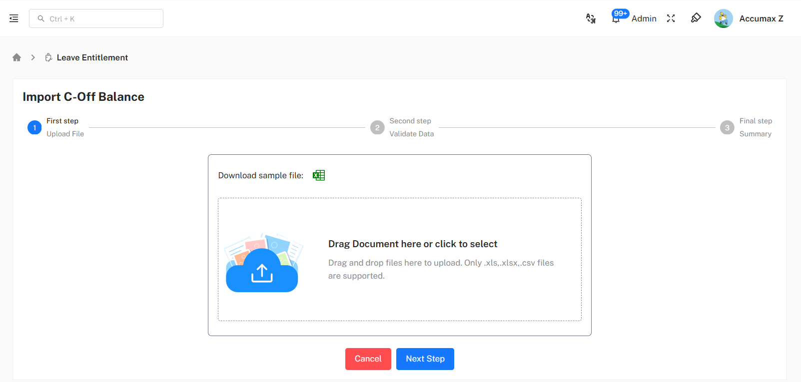 Import C-Off Balance Placeholder