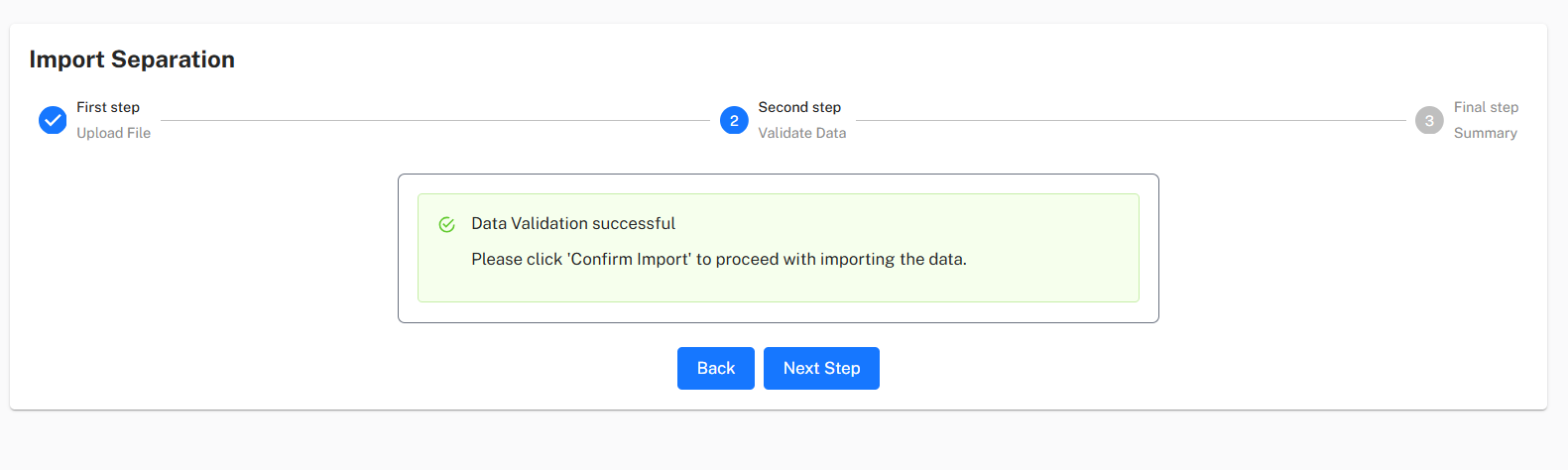 Validate Data Screenshot