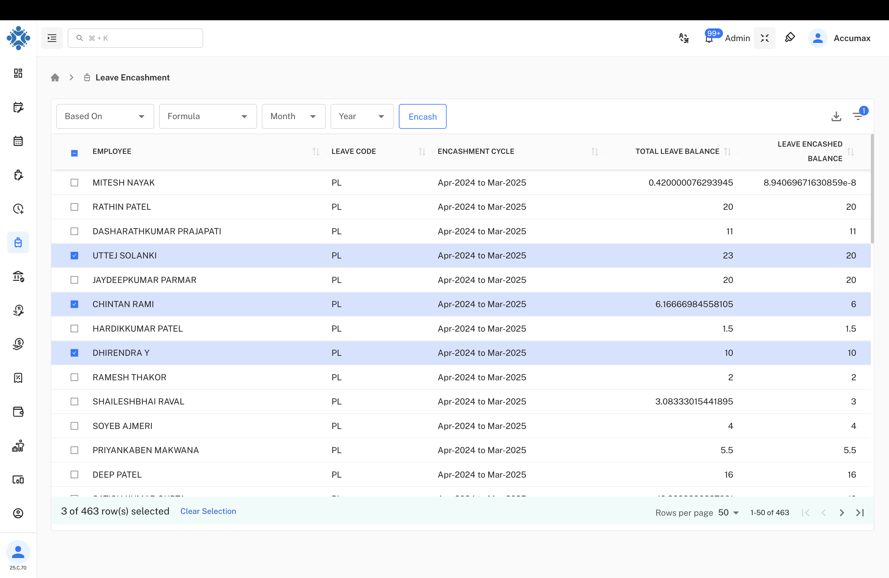 Leave Encashment Approvals