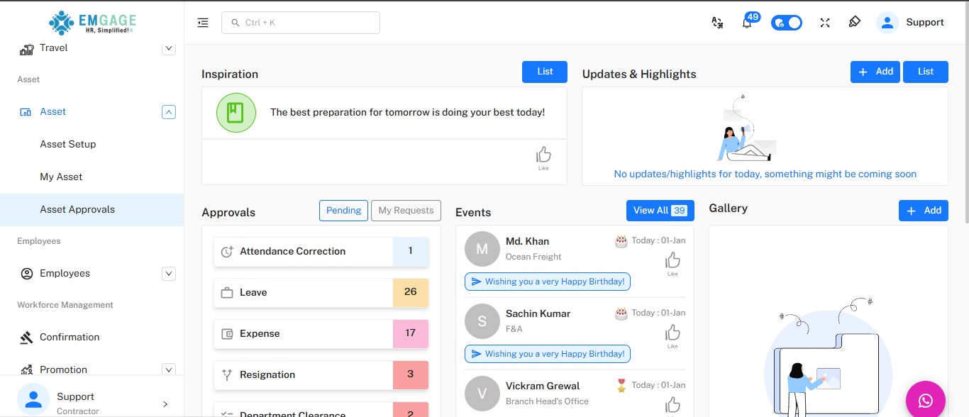 Main Dashboard Navigation