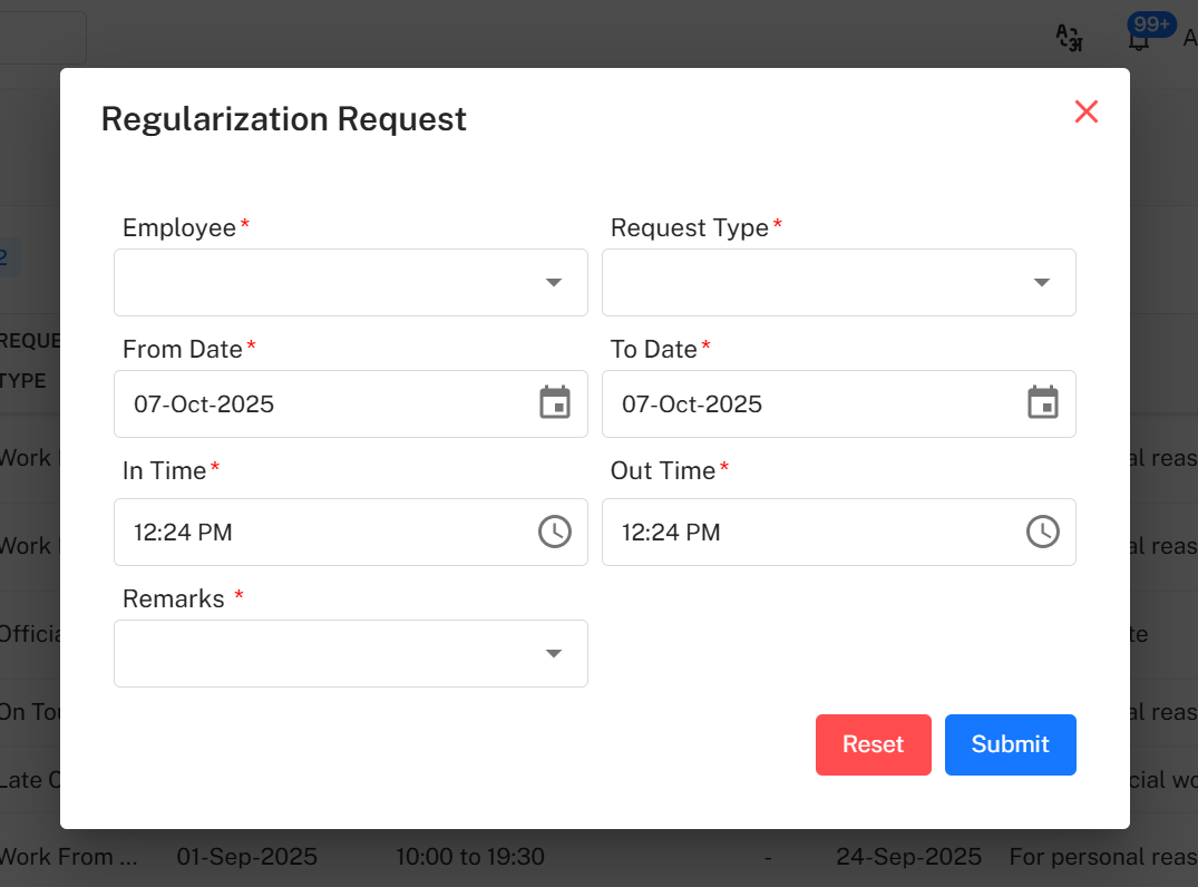 Add Regularization Request