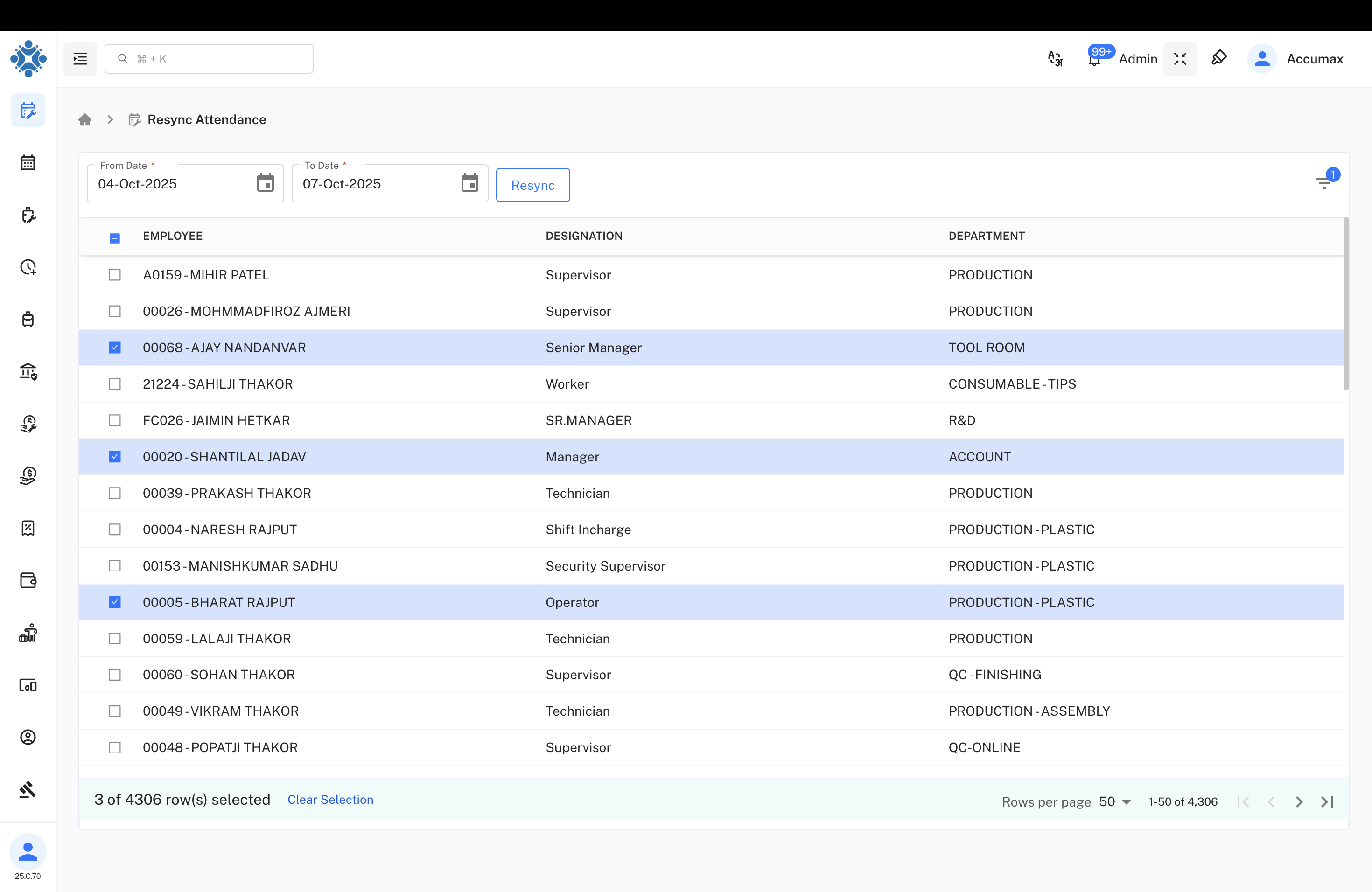 Resync Attendance Interface