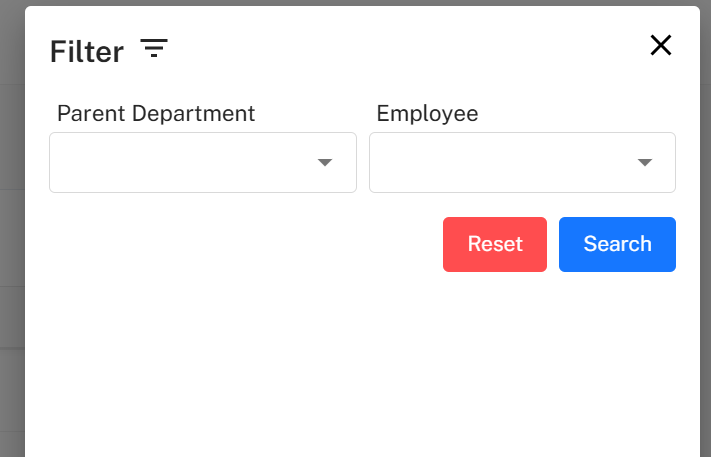 Department Clearance Filter Popup