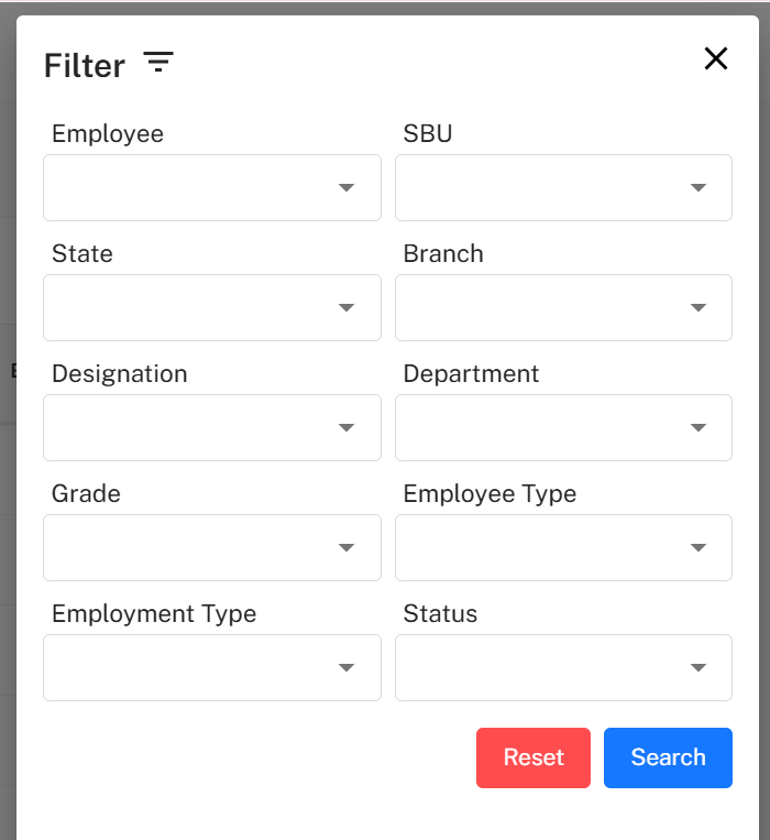 Notice Period Filter Popup