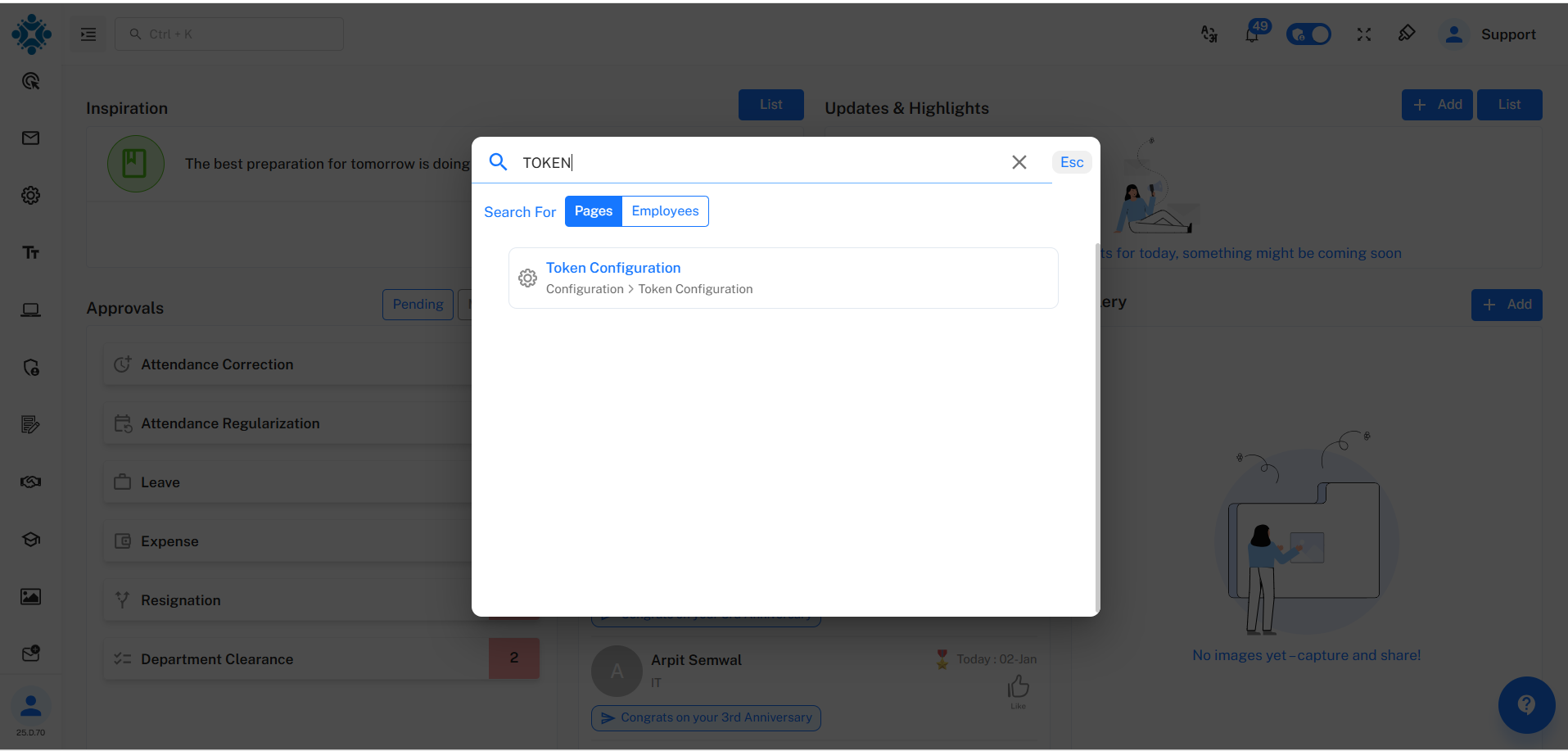 Token Configuration Search