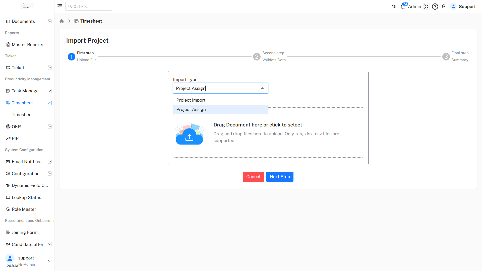 AssignProjectImport